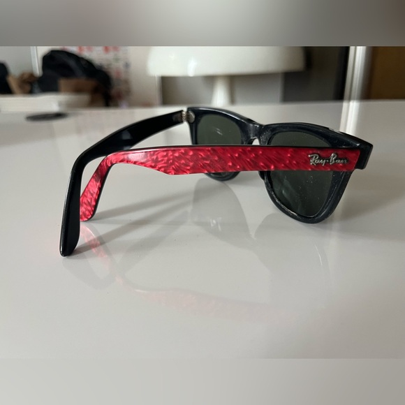 Rare 1980’s auth PUNK vintage Wayfarer Red Mother of Pearl and Black Sunglasses - Picture 7 of 10